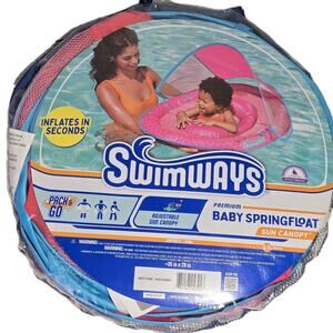 Swimways Premium Baby Springfloat W Sun Canopy 9-24 months Pack & Go Unopened NW